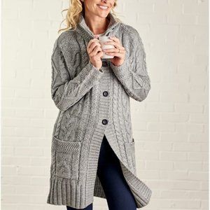 Gray Woolovers Cableknit Long Cardigan, Size S